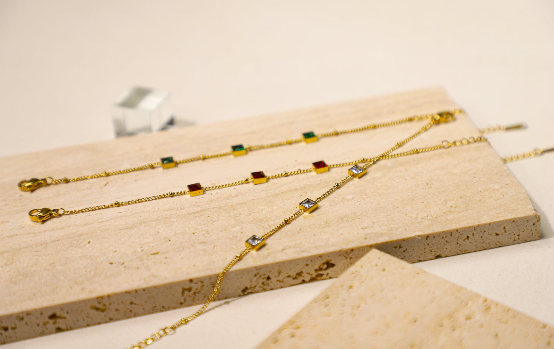 square birthstone bracelet