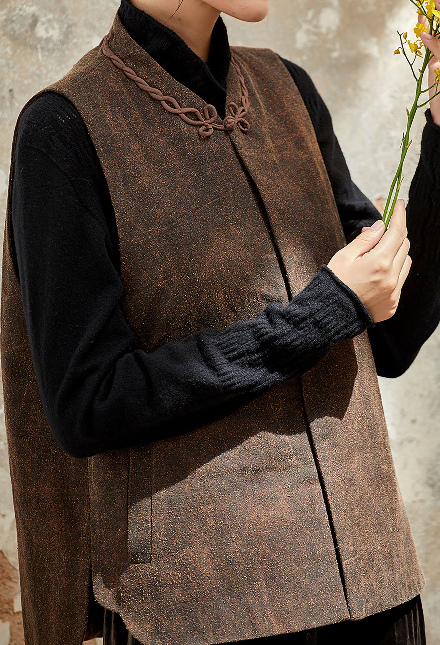 edoa Mud Silk Chinese Padded Vest 