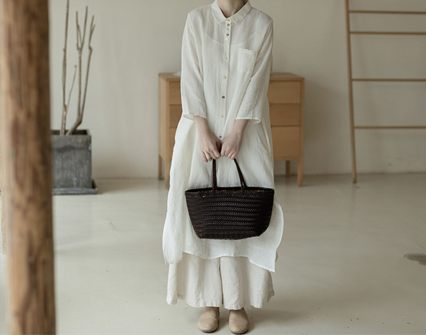 edoa Linen Button Down Shirtdress