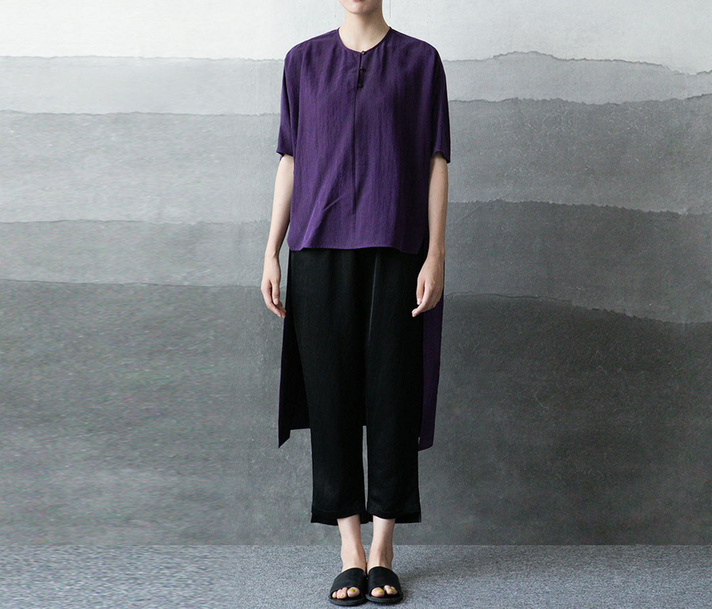 edoa Cracked Mud Silk Tunic Top