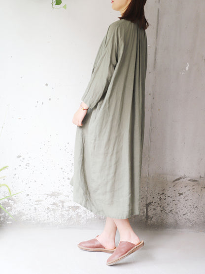 edoa Oversized Linen No-bra Shirtdress