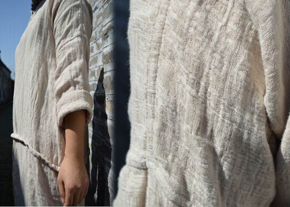 edoa Linen Jacquard Low Waist Dress
