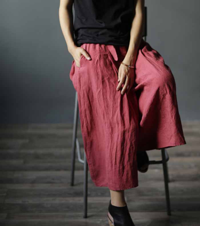 edoa  Linen Wide Leg Pants