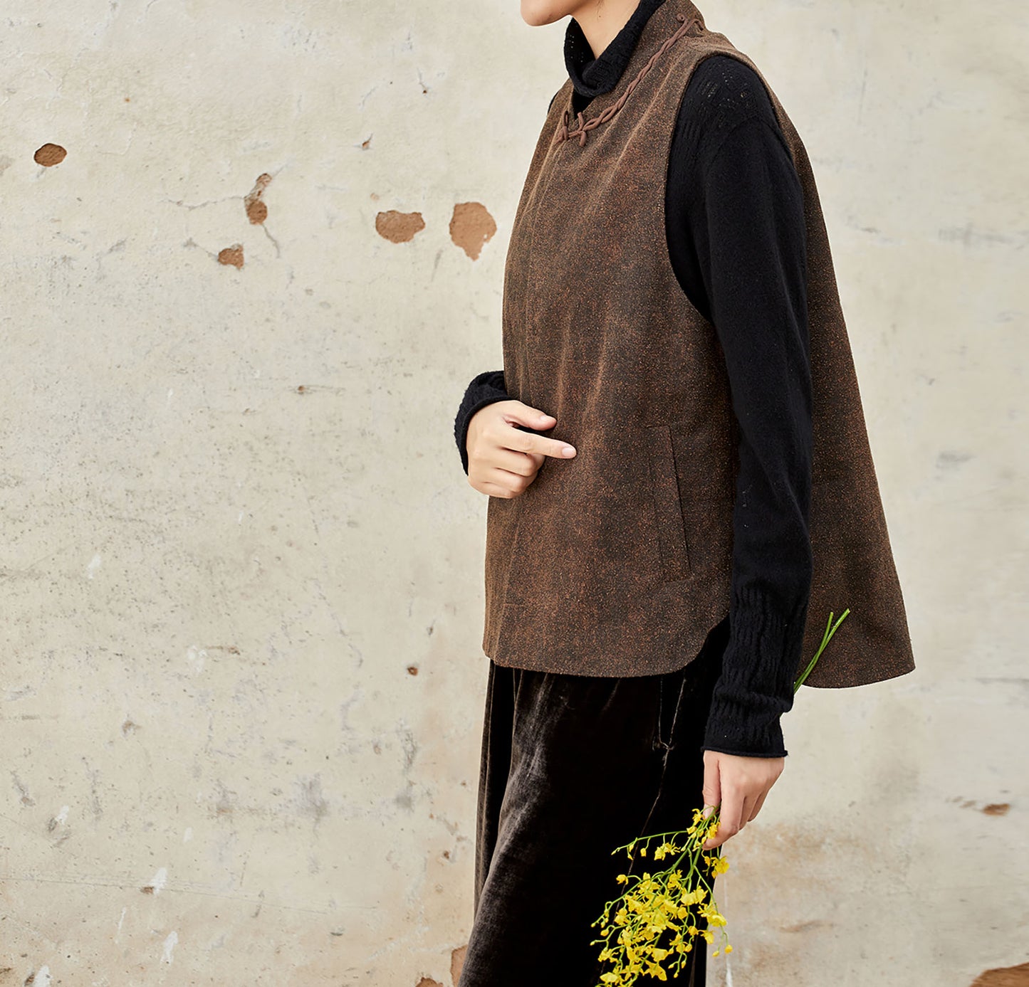 edoa Mud Silk Chinese Padded Vest 