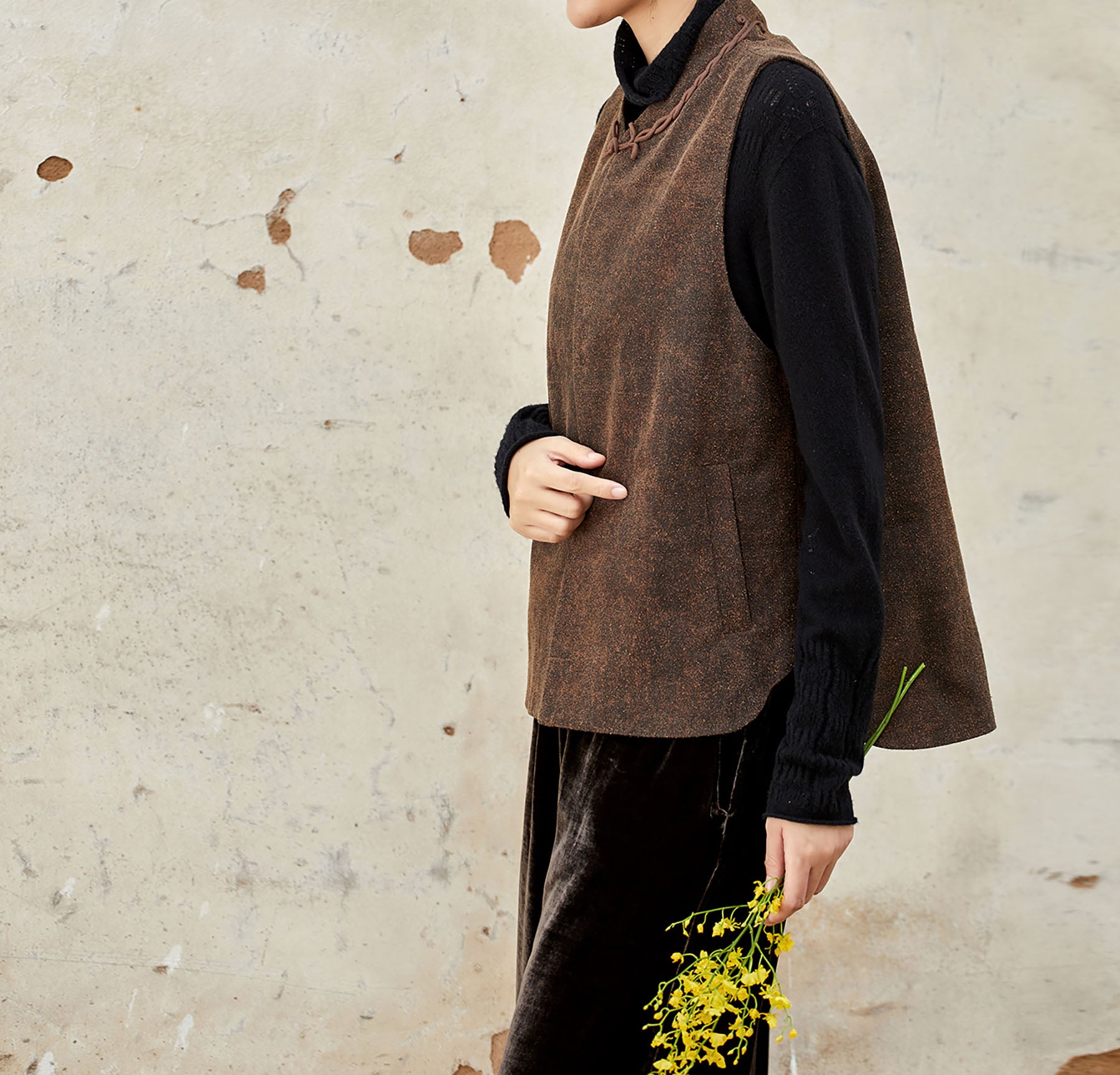 edoa Mud Silk Chinese Padded Vest 
