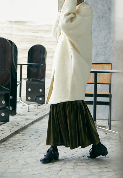 edoa Boiled Wool Kimono Wrap Coat