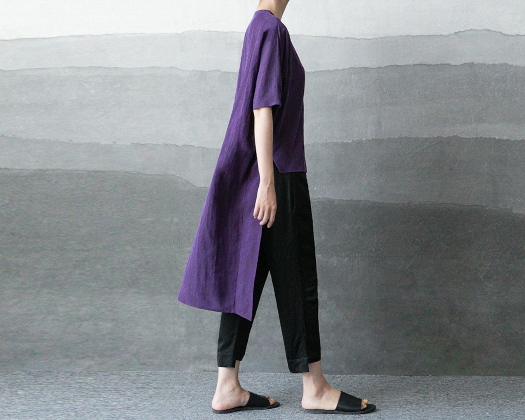 edoa Cracked Mud Silk Tunic Top