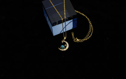 edoa Moon & Planet Pendant Necklace 
