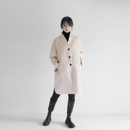 edoa white double faced wool coat