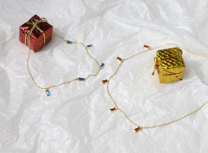 edoa Baguette Birthstone Station Necklace
