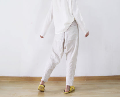 edoa Flax Linen Harem Pants