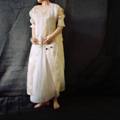 edoa Moonlight Mulberry Silk Organza Trench Coat