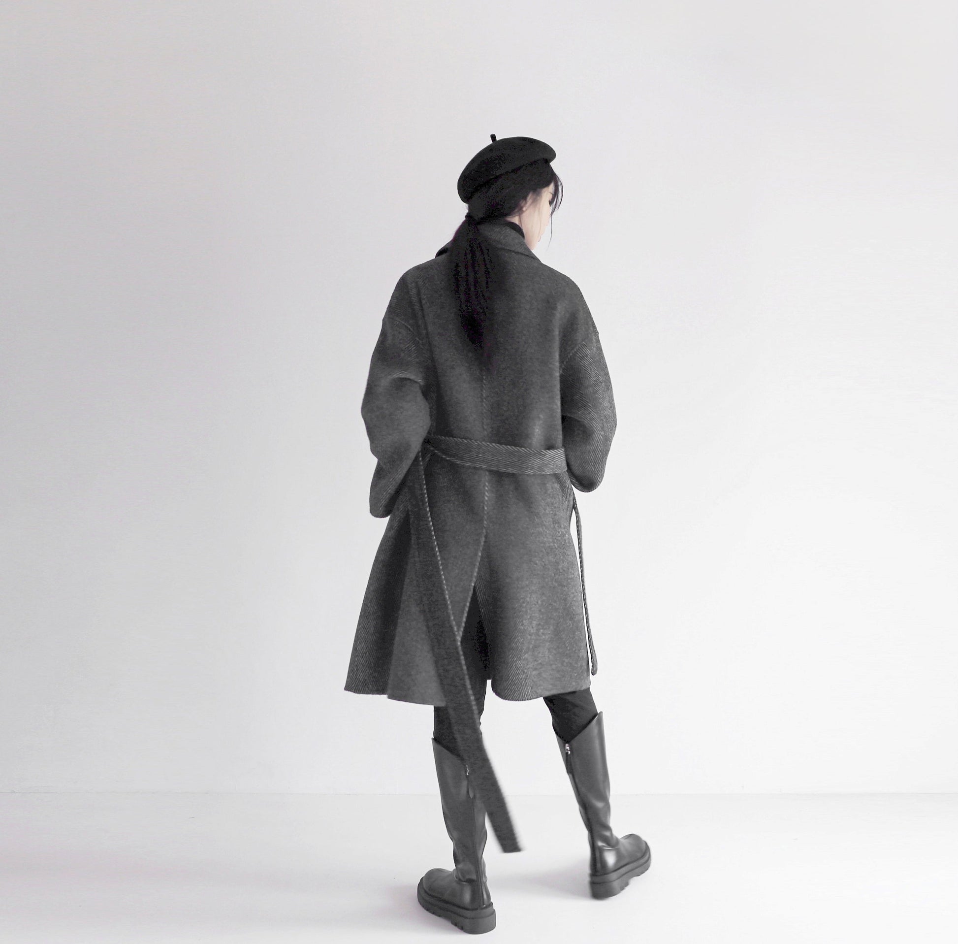 edoa double faced wool alpaca herringbone coat