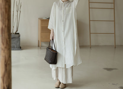 edoa Linen Button Down Shirtdress