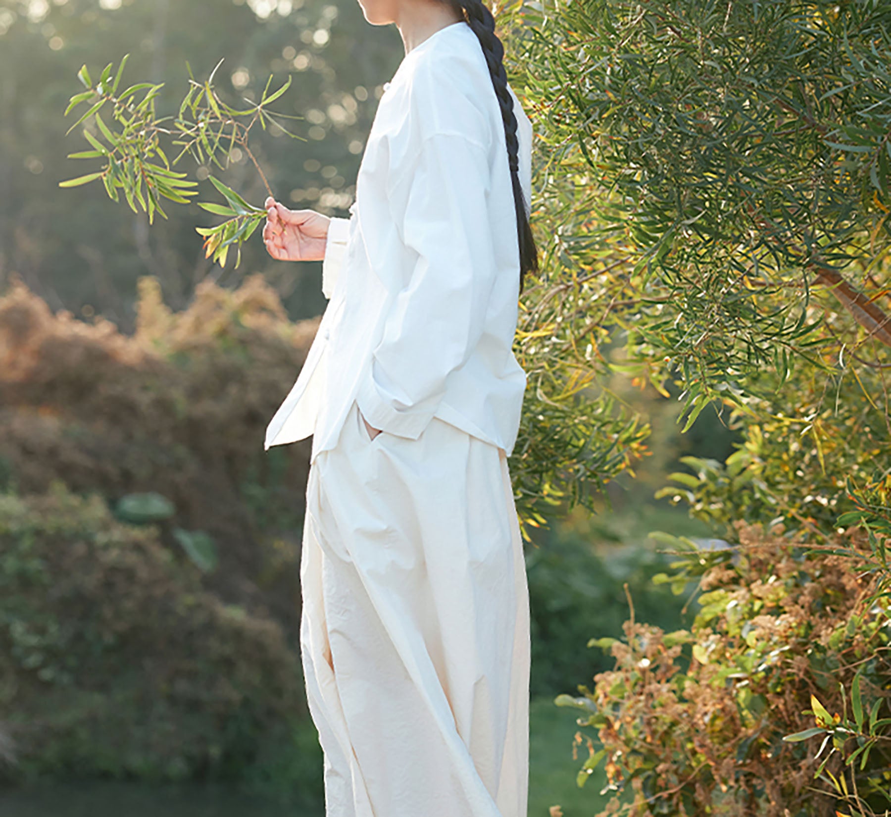 edoa Longsleeve Paper Cotton Round Neck Shirt