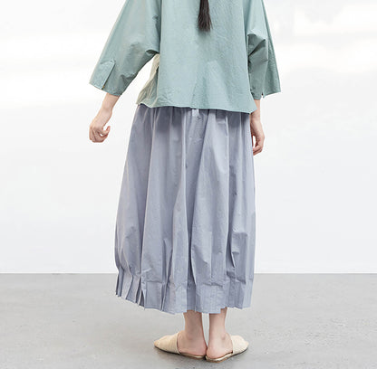 edoa Paper Cotton Pleated Hem Bud Skirt 