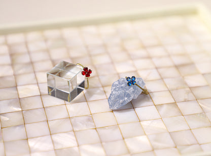 Heart clover birthstone ring
