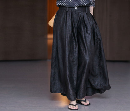 edoa Cracked Mud Silk Wide Leg Pleated Skants