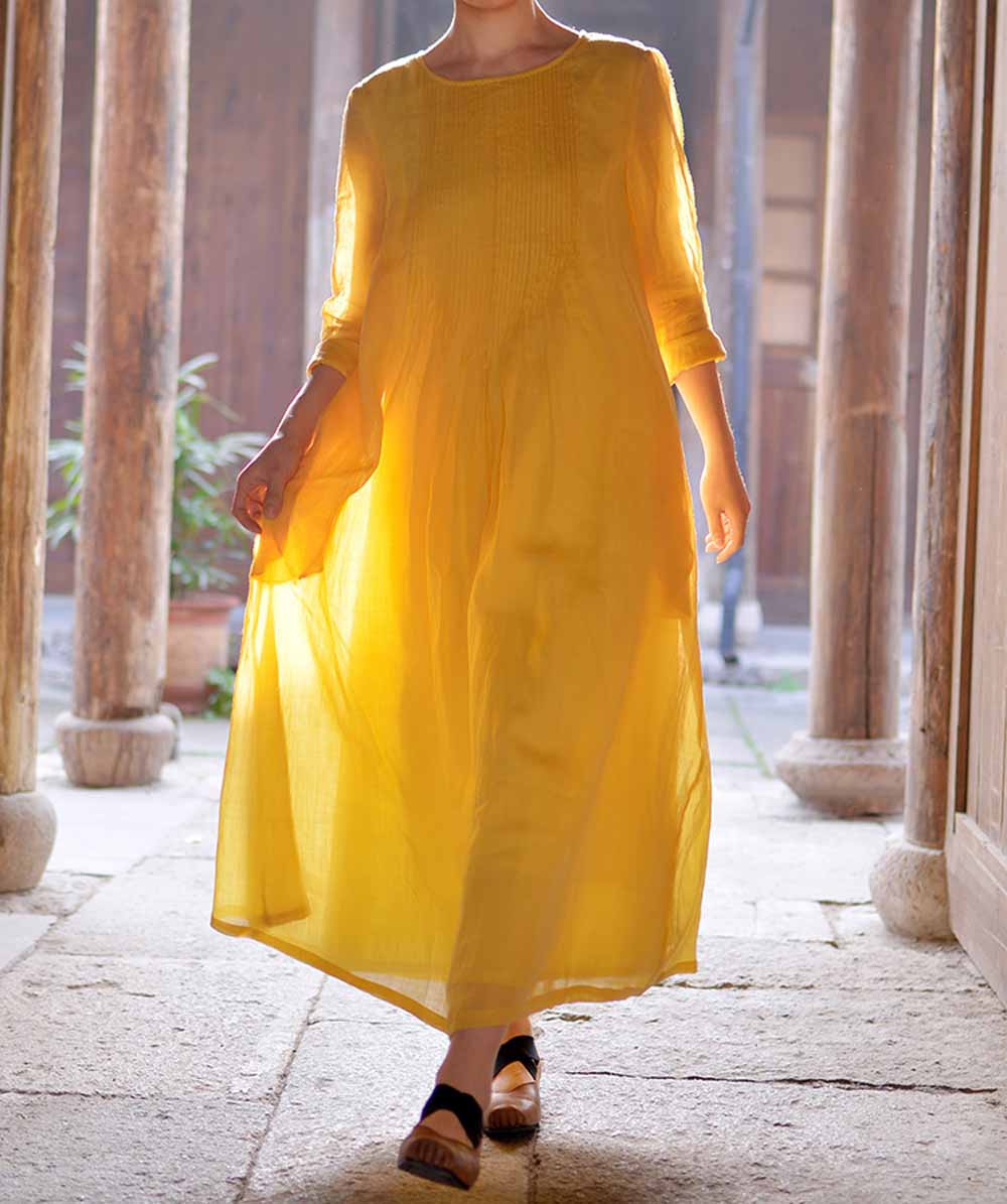 edoa Hand Pintucked Floor-length Dress