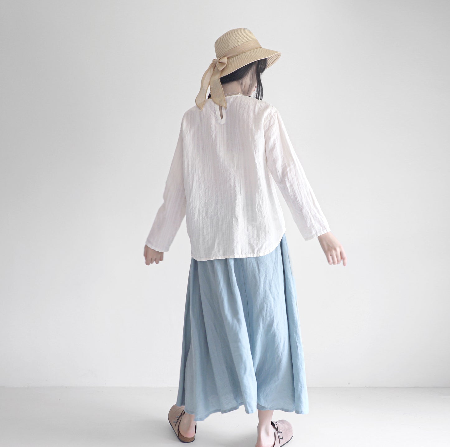 edoa minimalist striped linen blouse