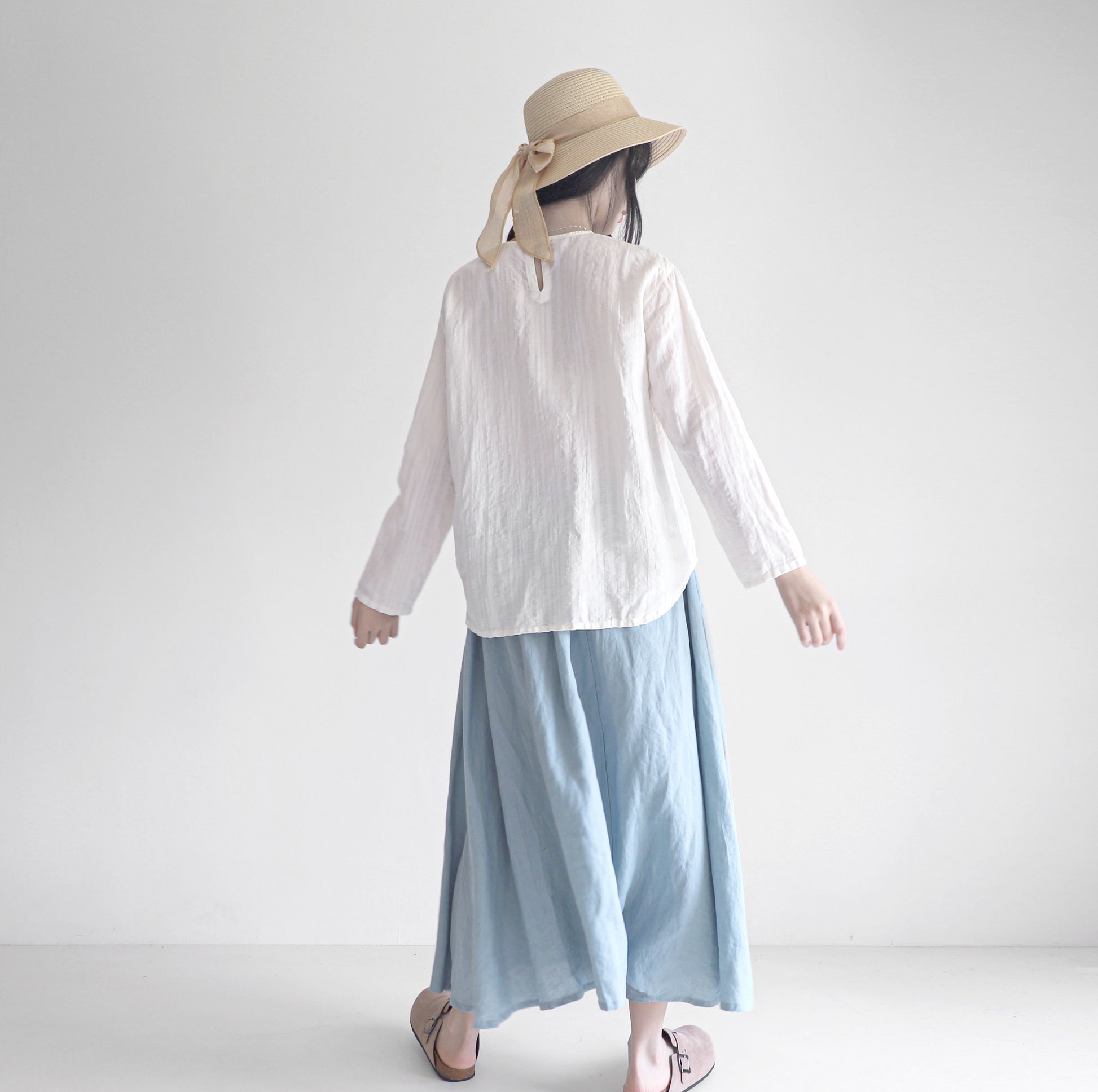 edoa minimalist striped linen blouse