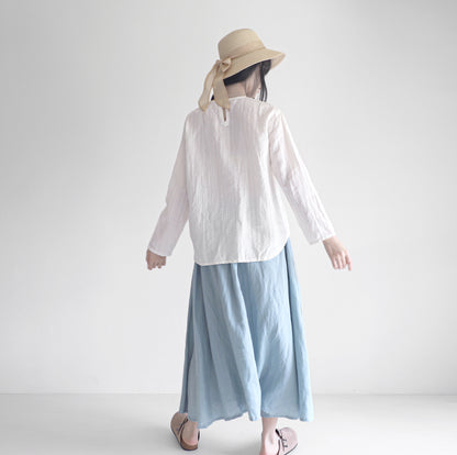 edoa minimalist striped linen blouse