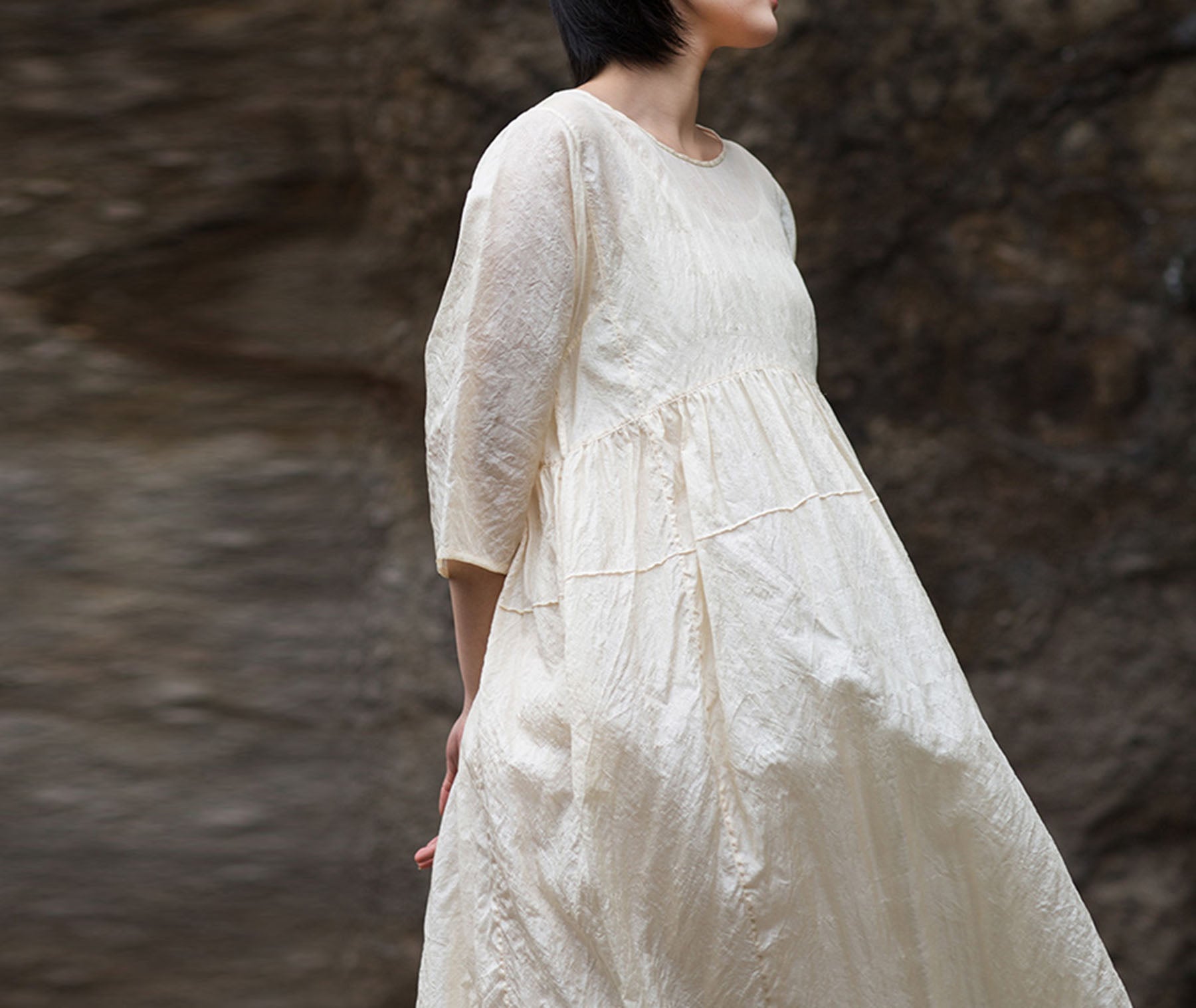 edoa Tussah Silk High Waist Dress