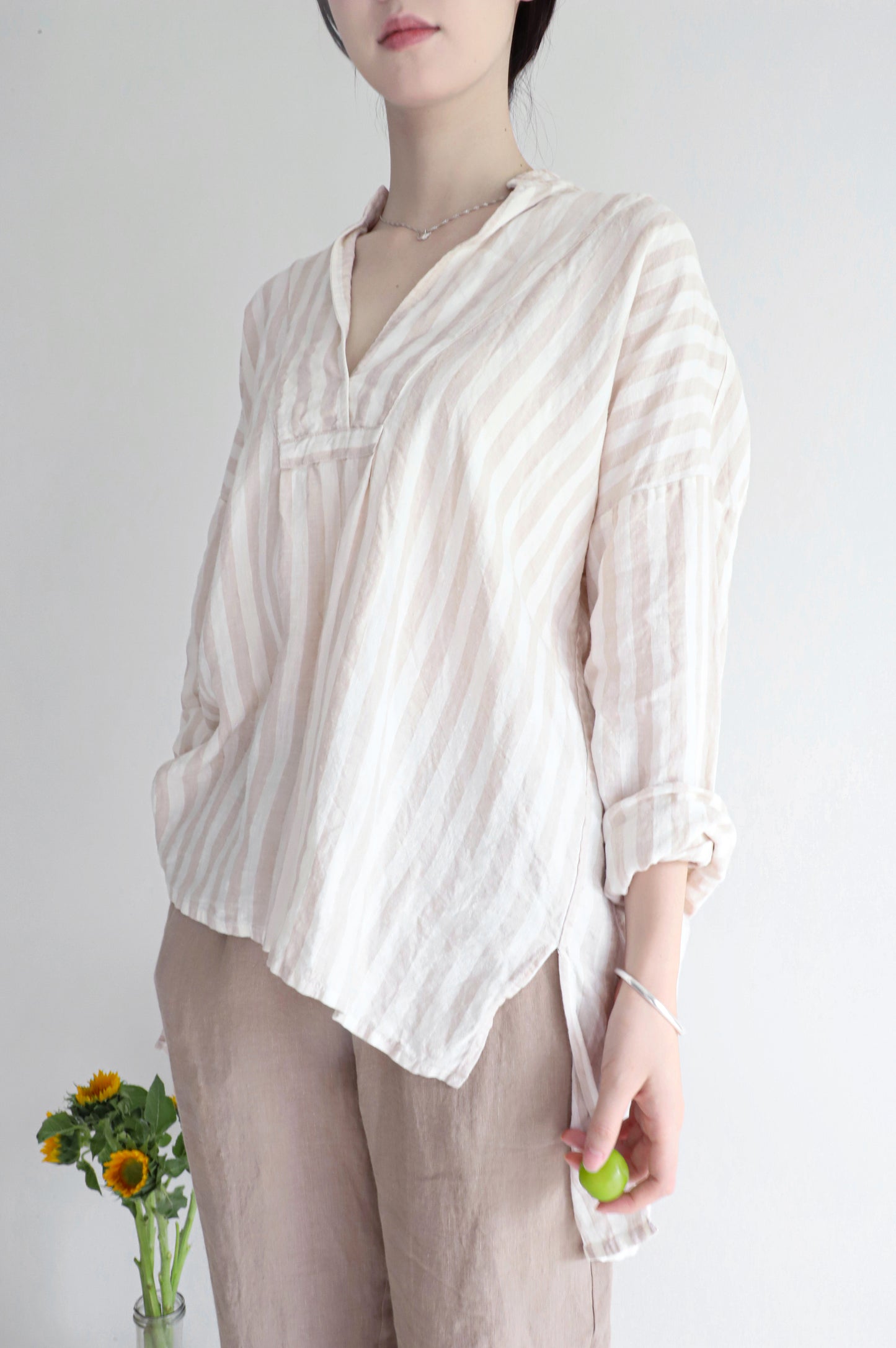 edoa linen striped blouse