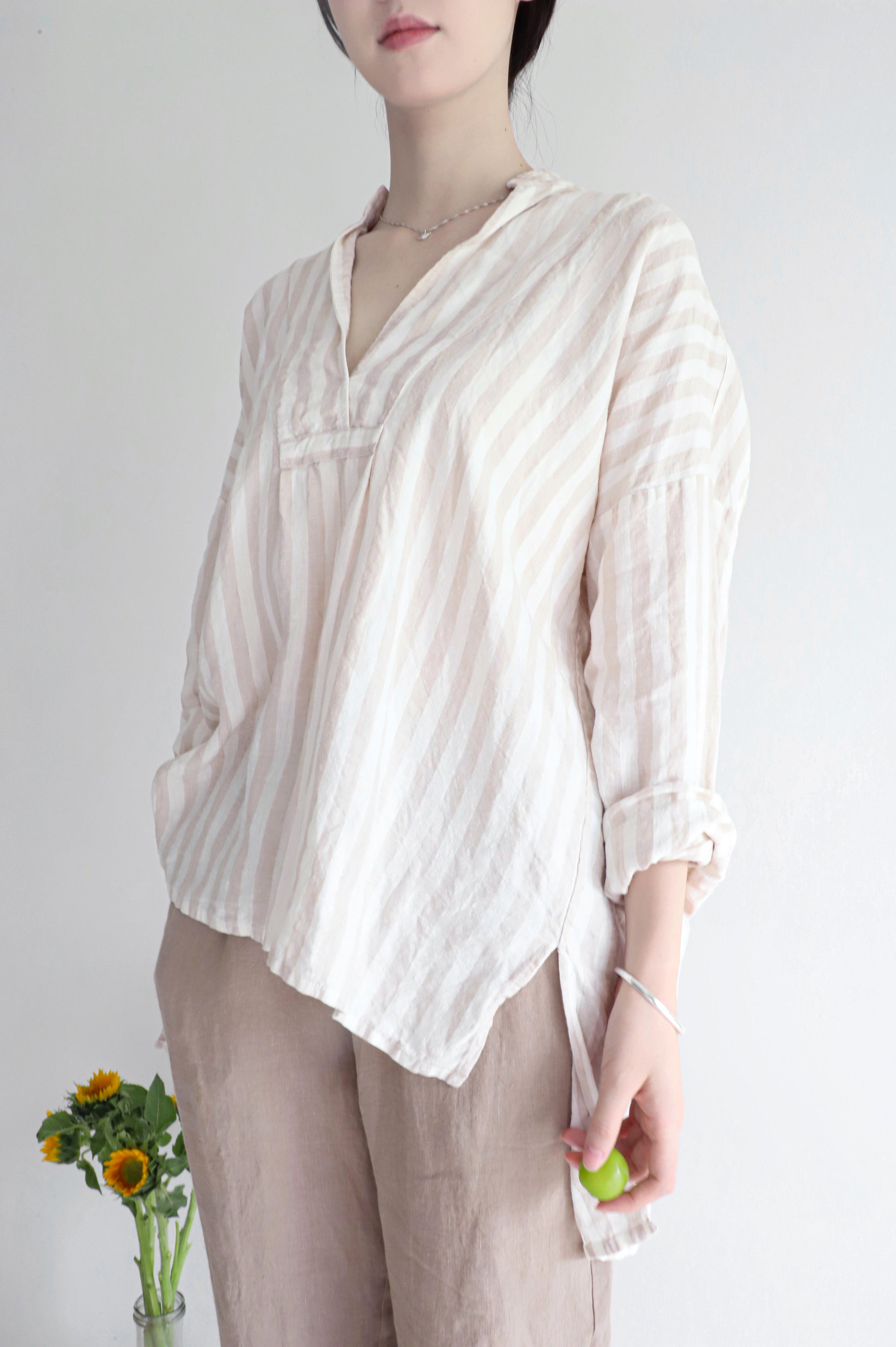 edoa linen striped blouse
