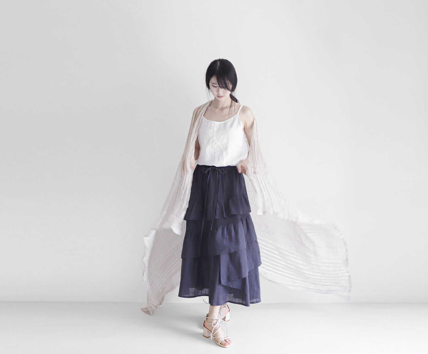 edoa maxi linen tiered skirt