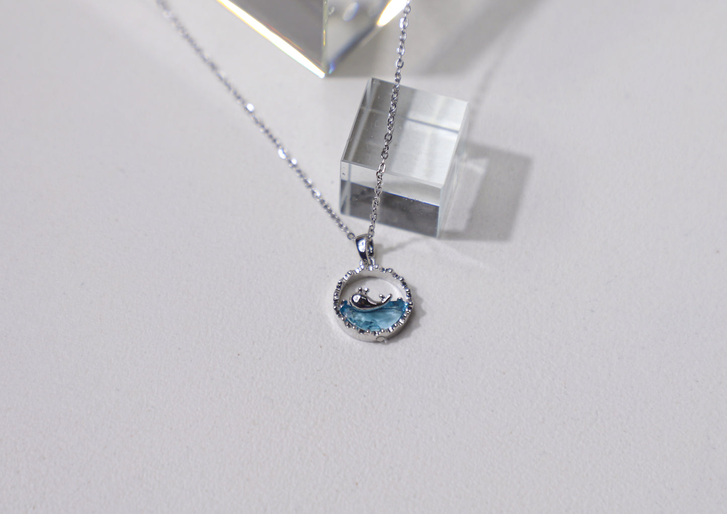edoa Blue Ocean Whale Pendant Necklace
