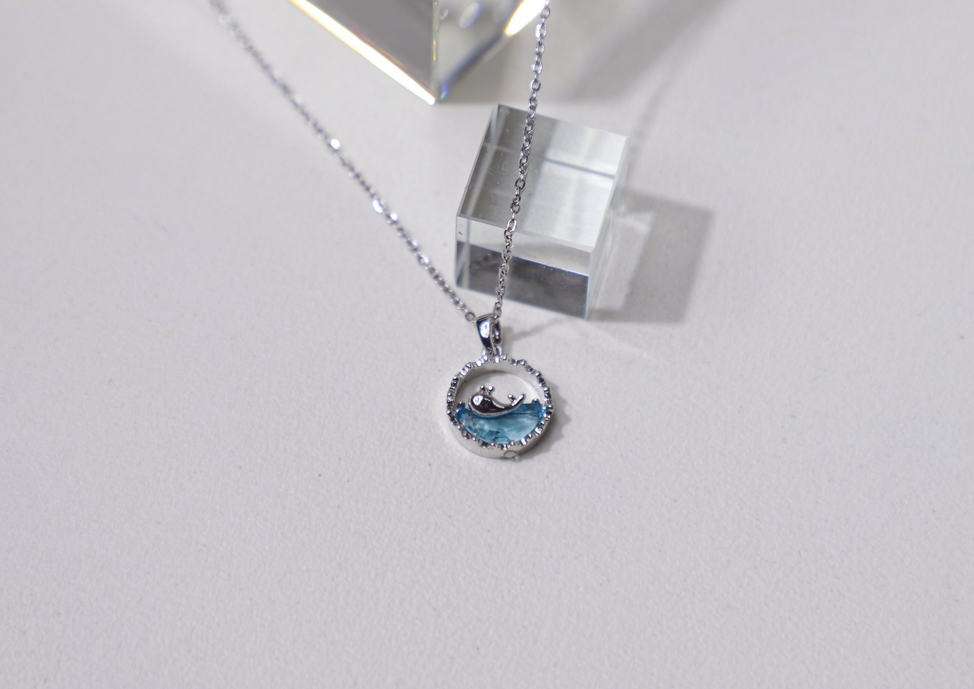 edoa Blue Ocean Whale Pendant Necklace