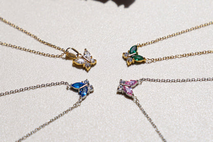 tiny butterfly birthstone necklace