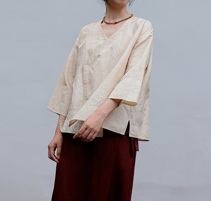 edoa Tussah Dupioni Silk Hanfu Blouse
