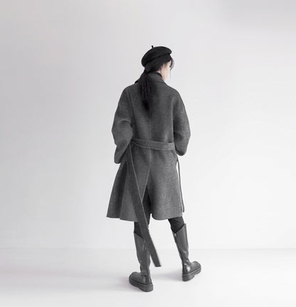 edoa double faced wool alpaca herringbone coat