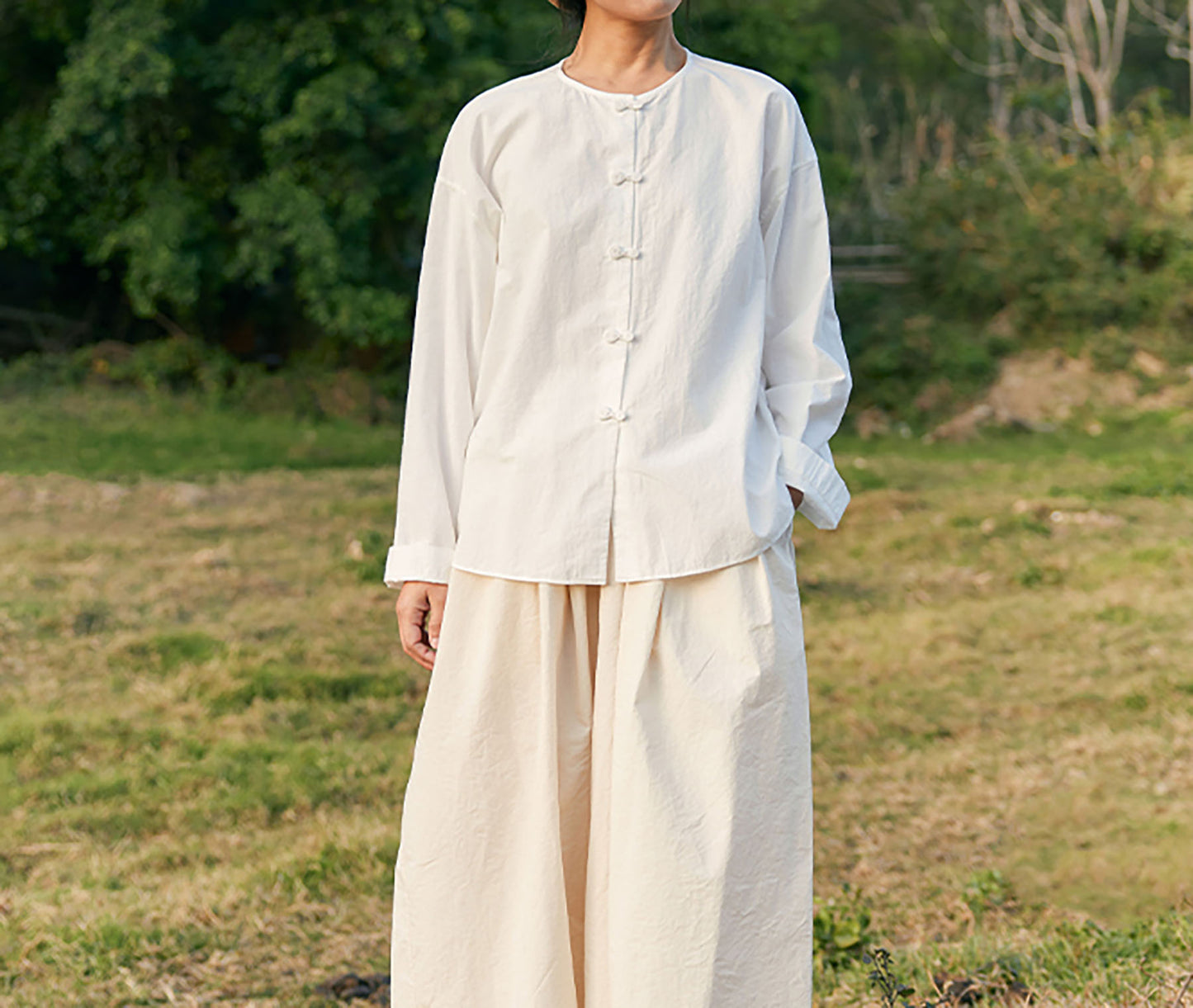 edoa Longsleeve Paper Cotton Round Neck Shirt