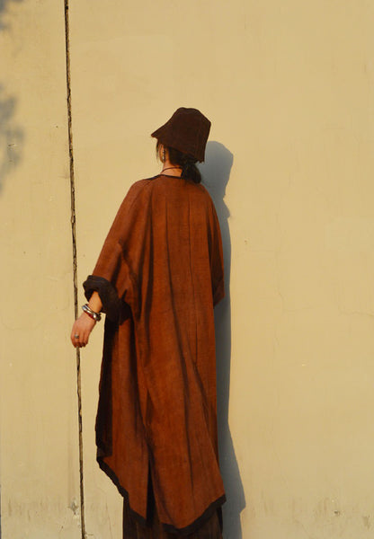 edoa Reversible Mud Tussah Silk Dust Coat