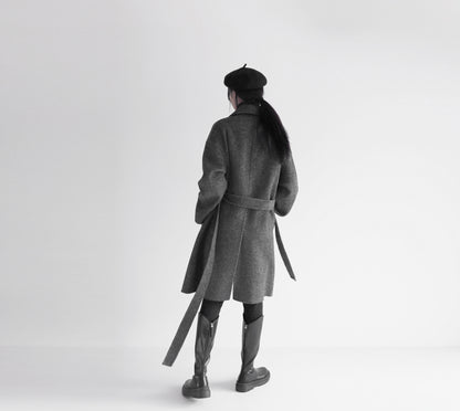 edoa double faced wool alpaca herringbone coat