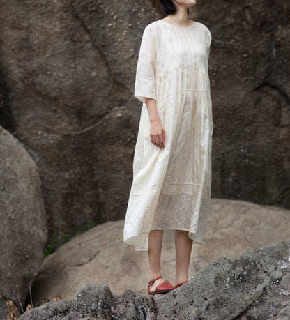 edoa Tussah Silk High Waist Dress