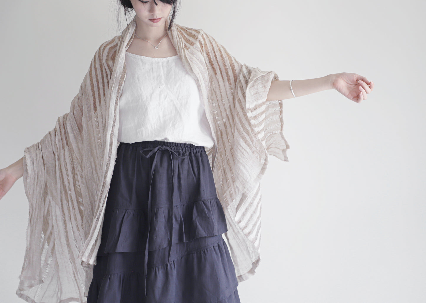 edoa maxi linen tiered skirt