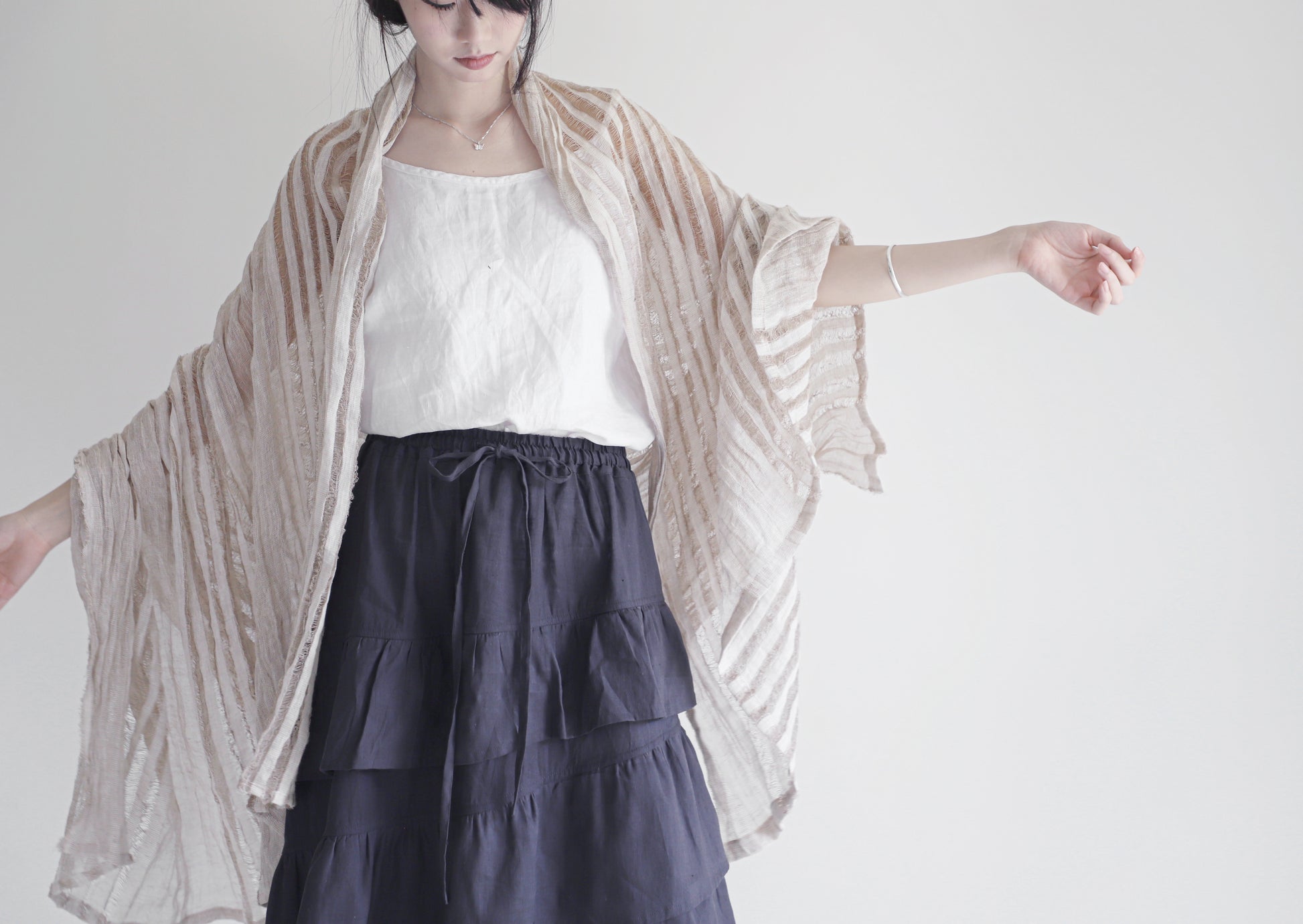 edoa maxi linen tiered skirt