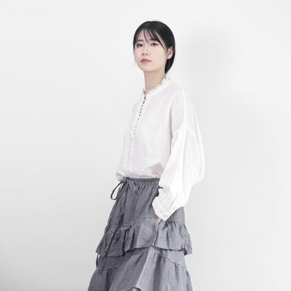 edoa maxi linen tiered skirt