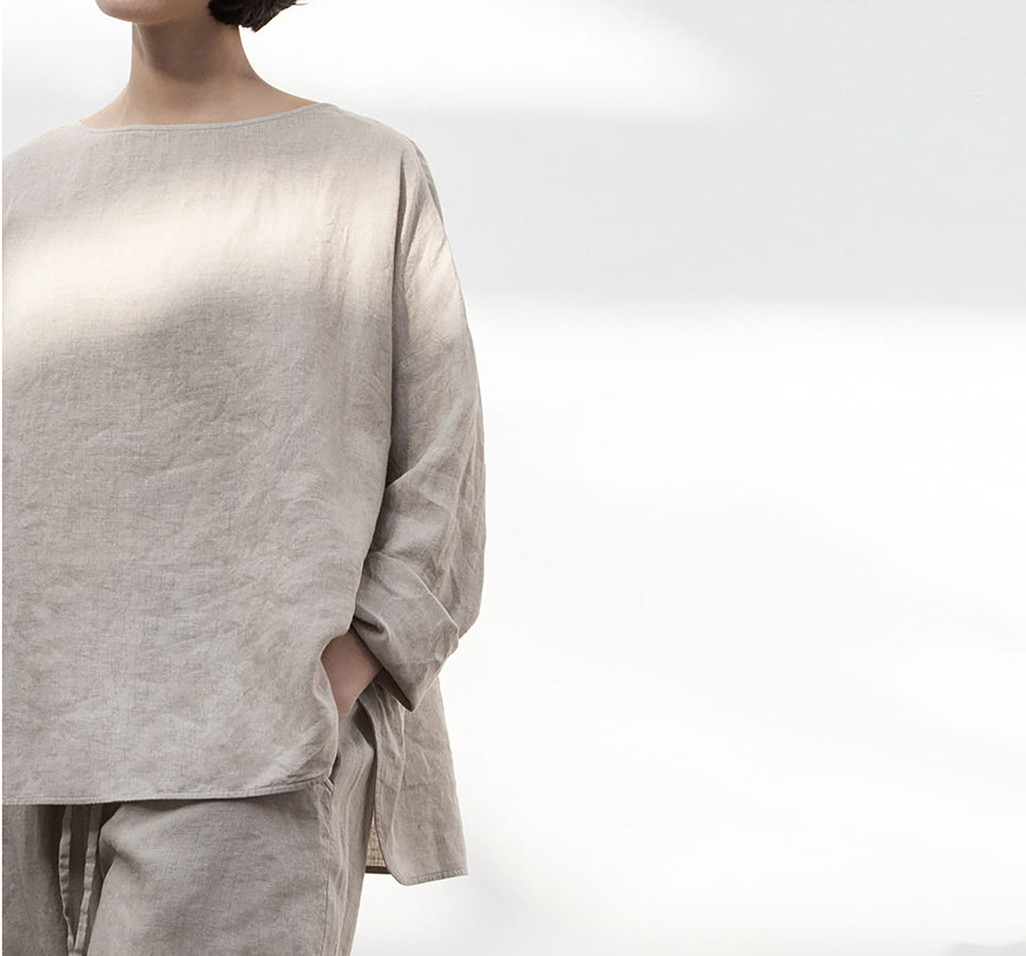 edoa Loose Fit Flax Linen Top