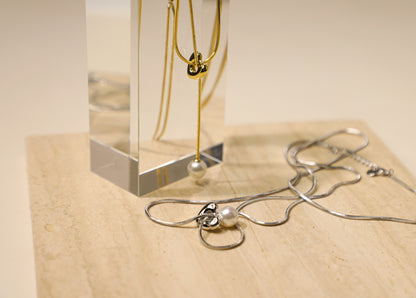 edoa Pearl Heart Slider Necklace