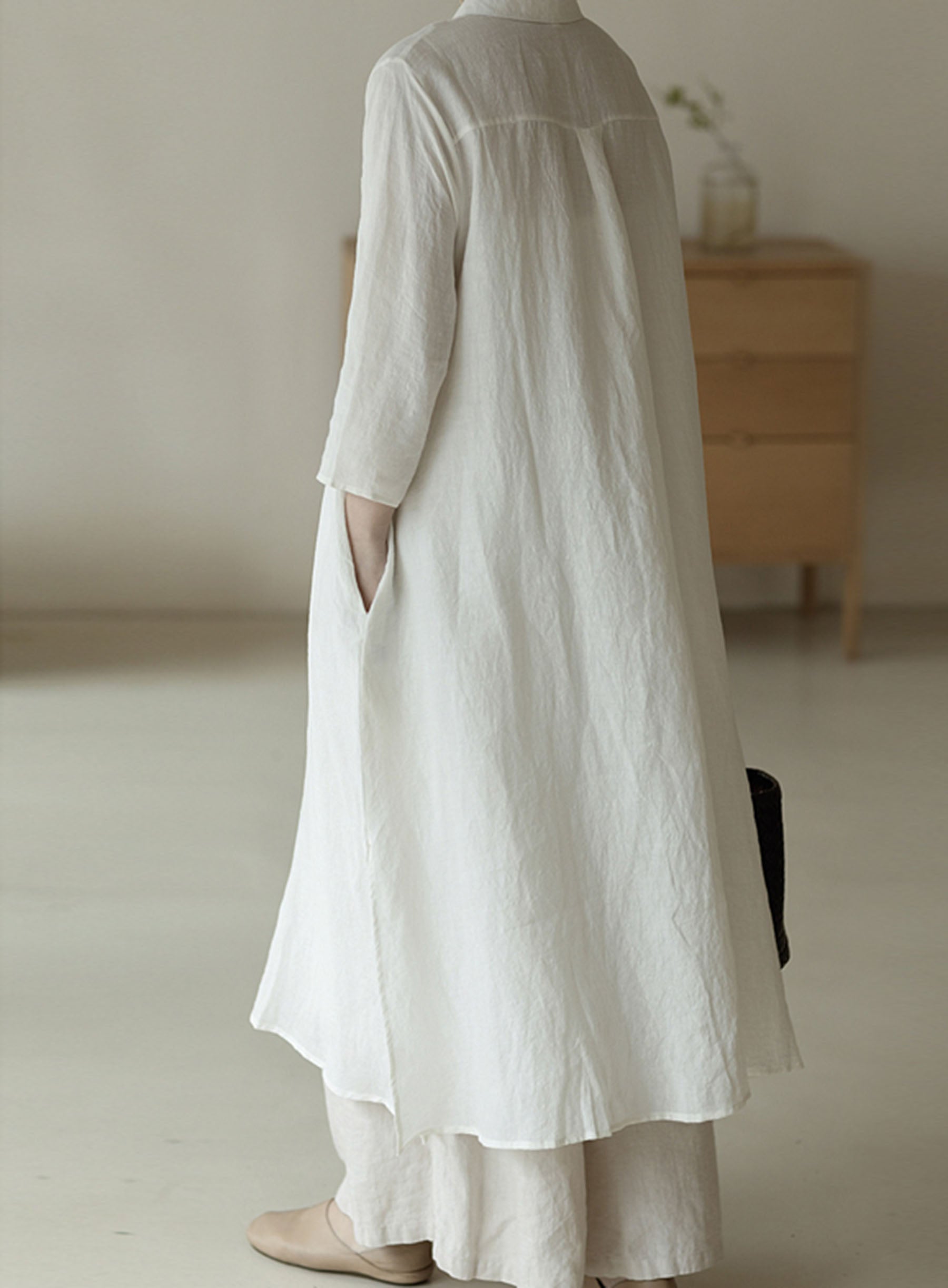 edoa Linen Button Down Shirtdress