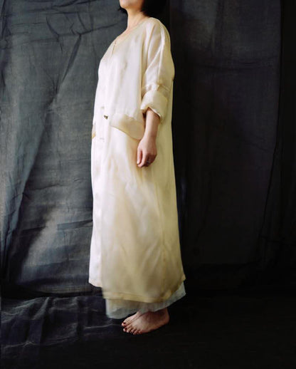 edoa Moonlight Mulberry Silk Organza Trench Coat