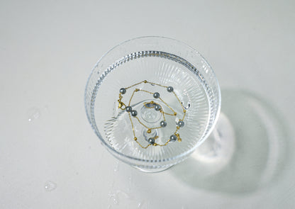 edoa Grey Pearl Station Necklace