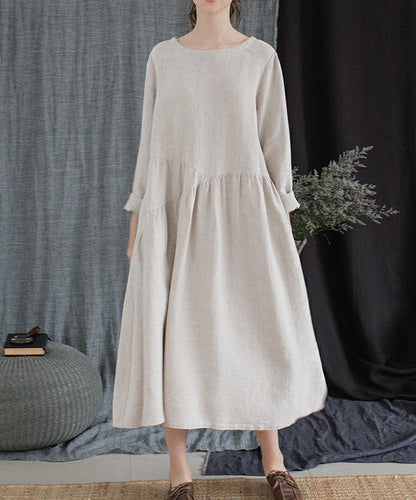 edoa Flax Linen Gathering Dress