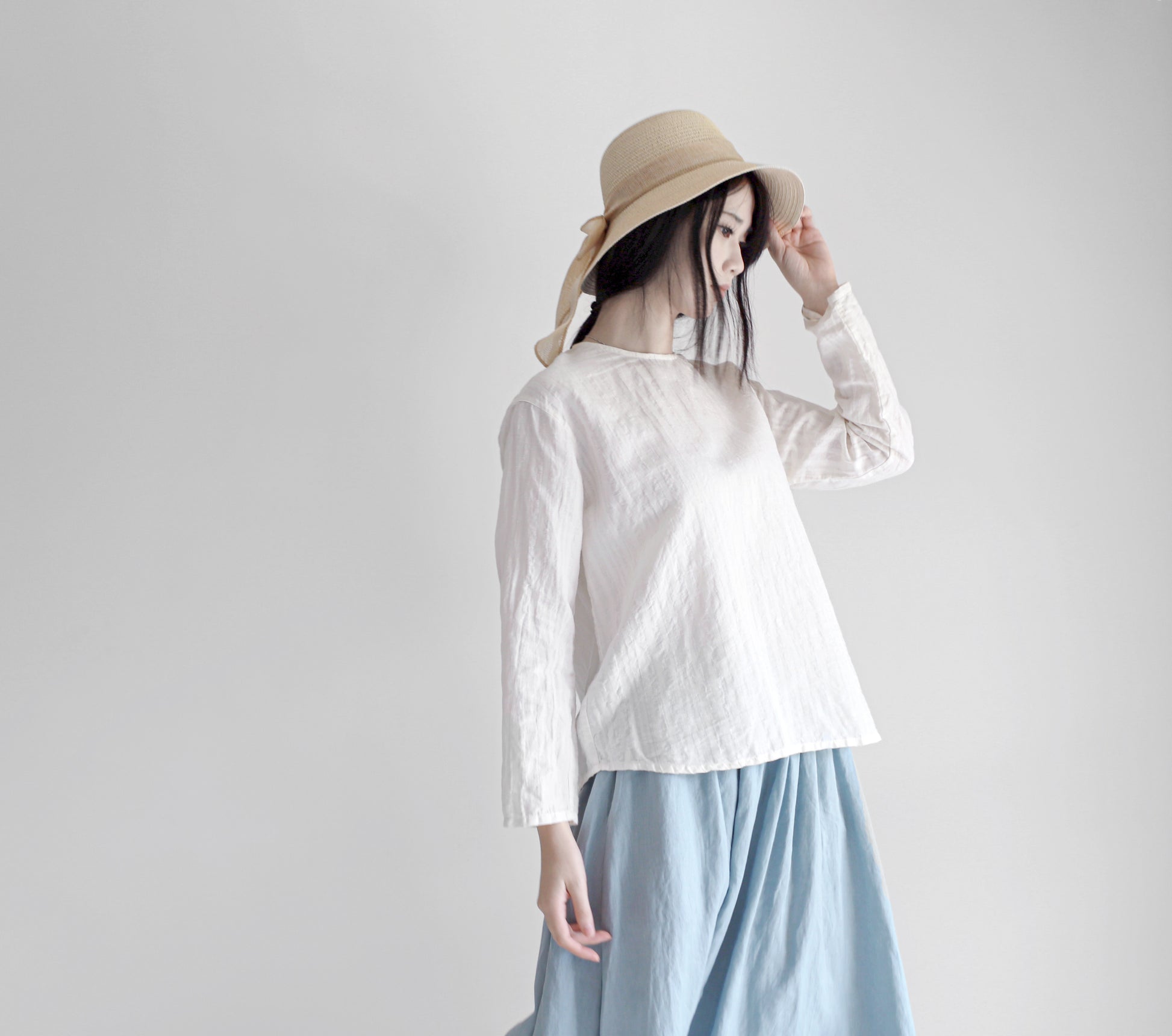 edoa minimalist striped linen blouse