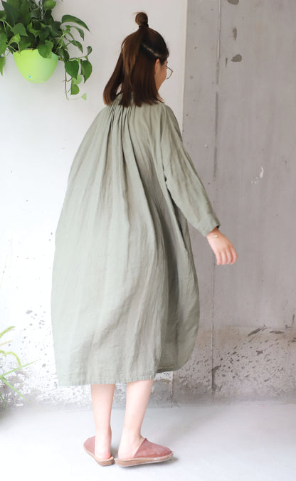 edoa Oversized Linen No-bra Shirtdress